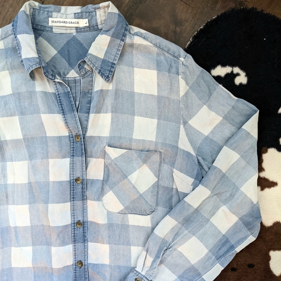 CHECKERED jean blouse - Picture 2 of 3